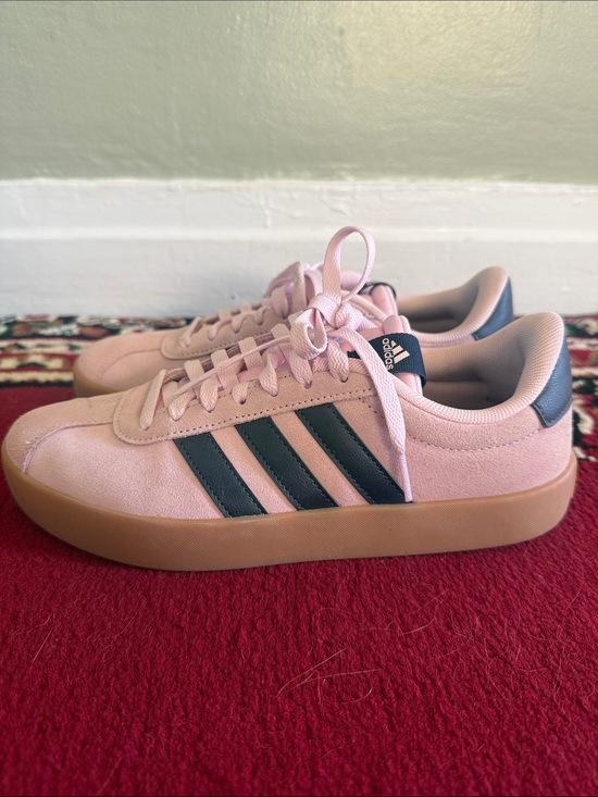 adidas Shoes - Adidas Women’s Light Pink Samba Suede Sneakers w/ Navy Stripes Sz 8 EUC